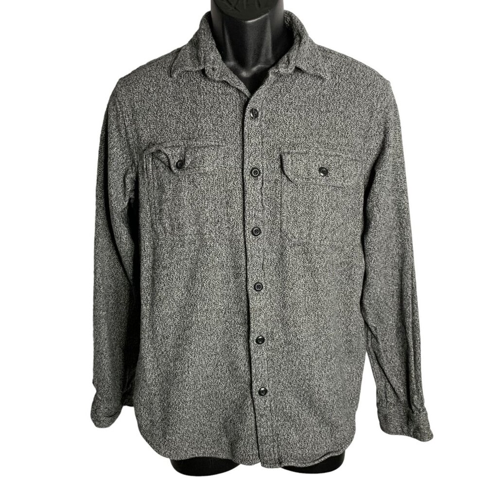 Old Navy Button Up Flannel Shirt Shacket M Black Long Sleeves Pockets Cotton